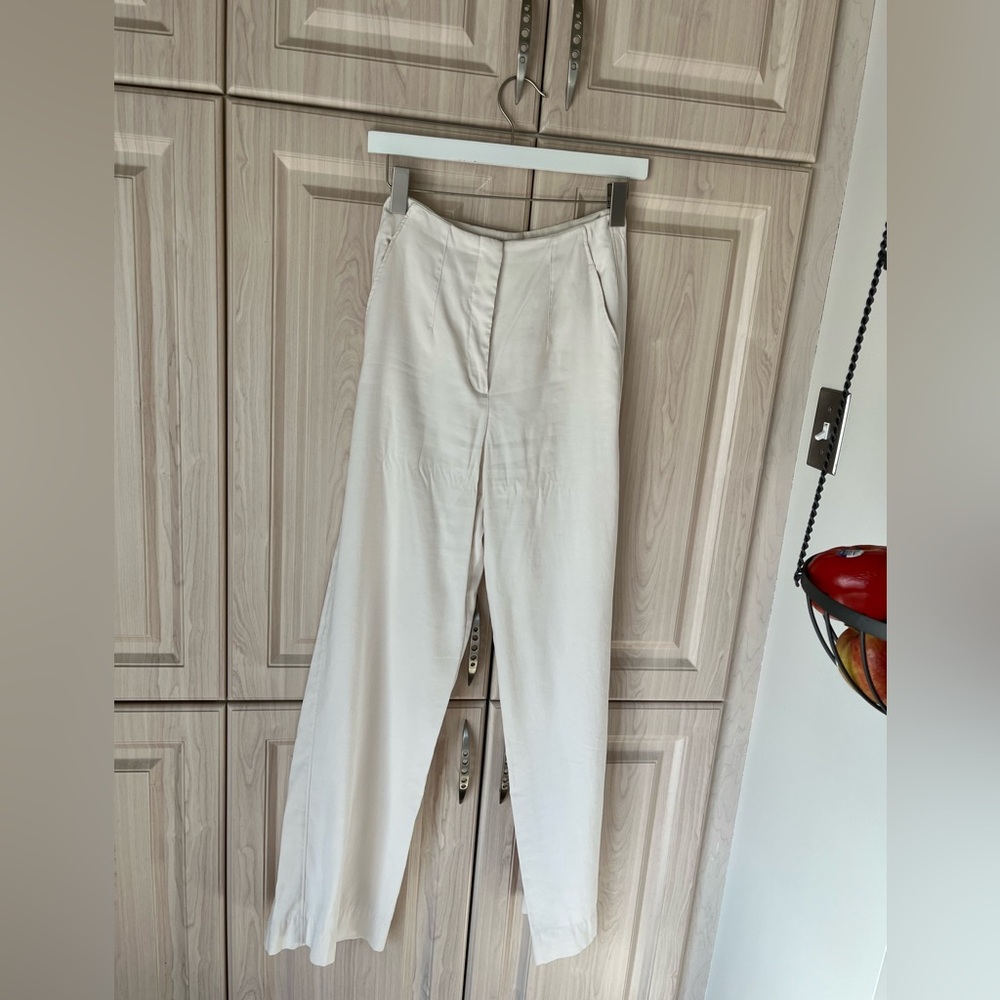 Dynamite Neutral Cream Wide-Leg Trousers